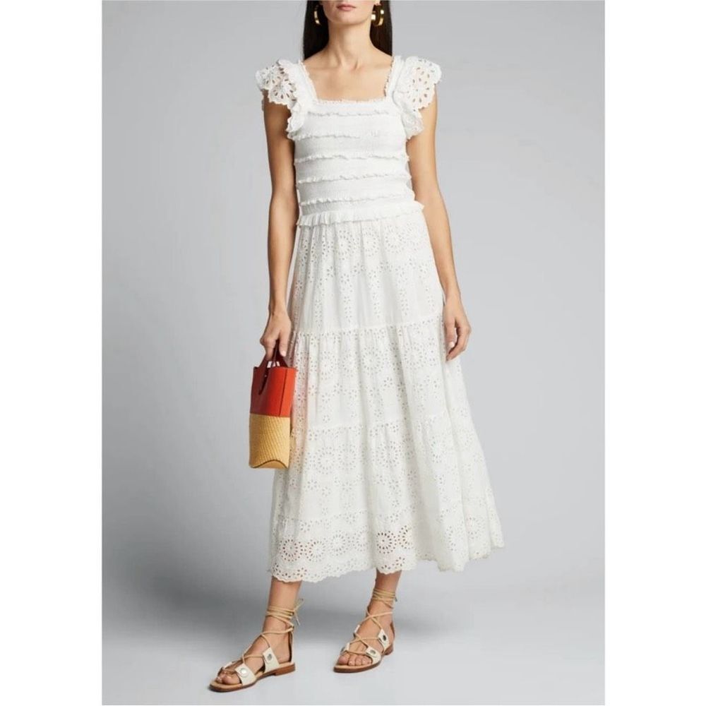 Sea New York Daisy Smoked Eyelet Midi Dress Size 8